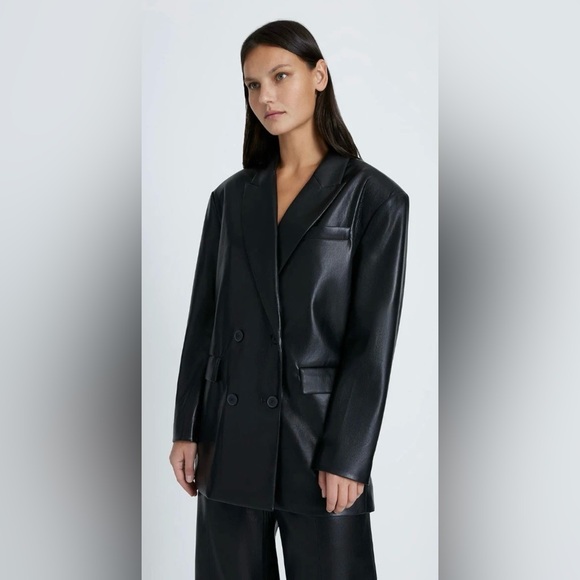 7 For All Mankind Jackets & Blazers - Women’s 7 For All Mankind Faux Leather Double Breasted Blazer Size L